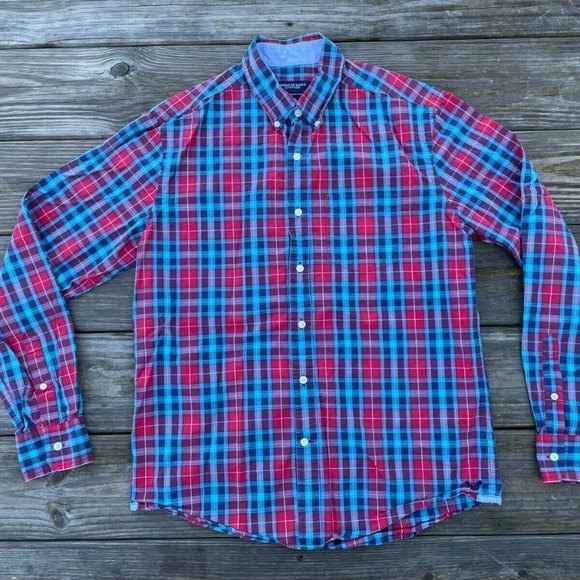 American Eagle Outfitters Men Casual Shirt Long Sleeve Button Down Plaid Sz M/M - Picture 1 of 10